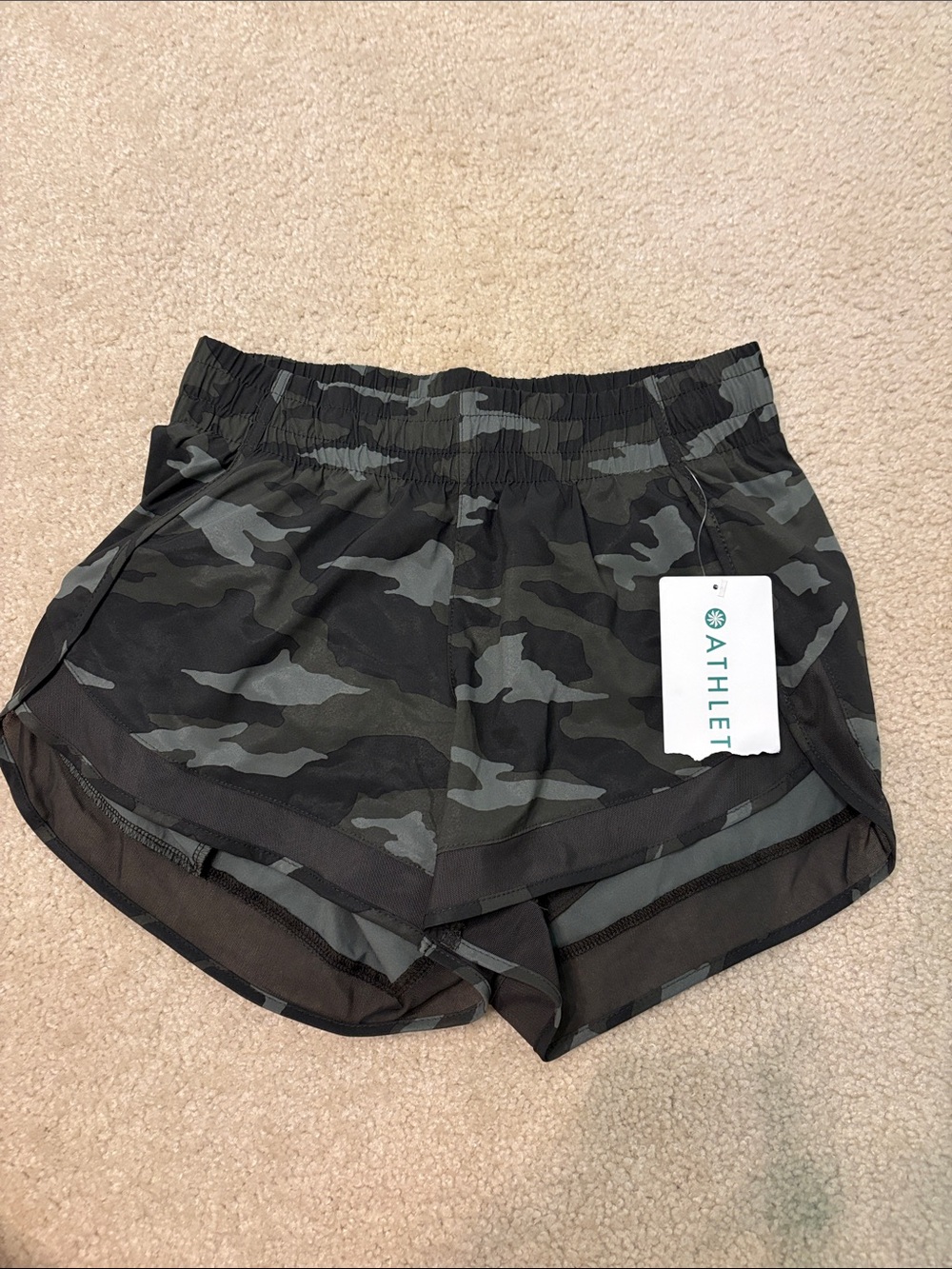 Athleta Black and Gray Camo Athletic Shorts TAG IN PHOTOS